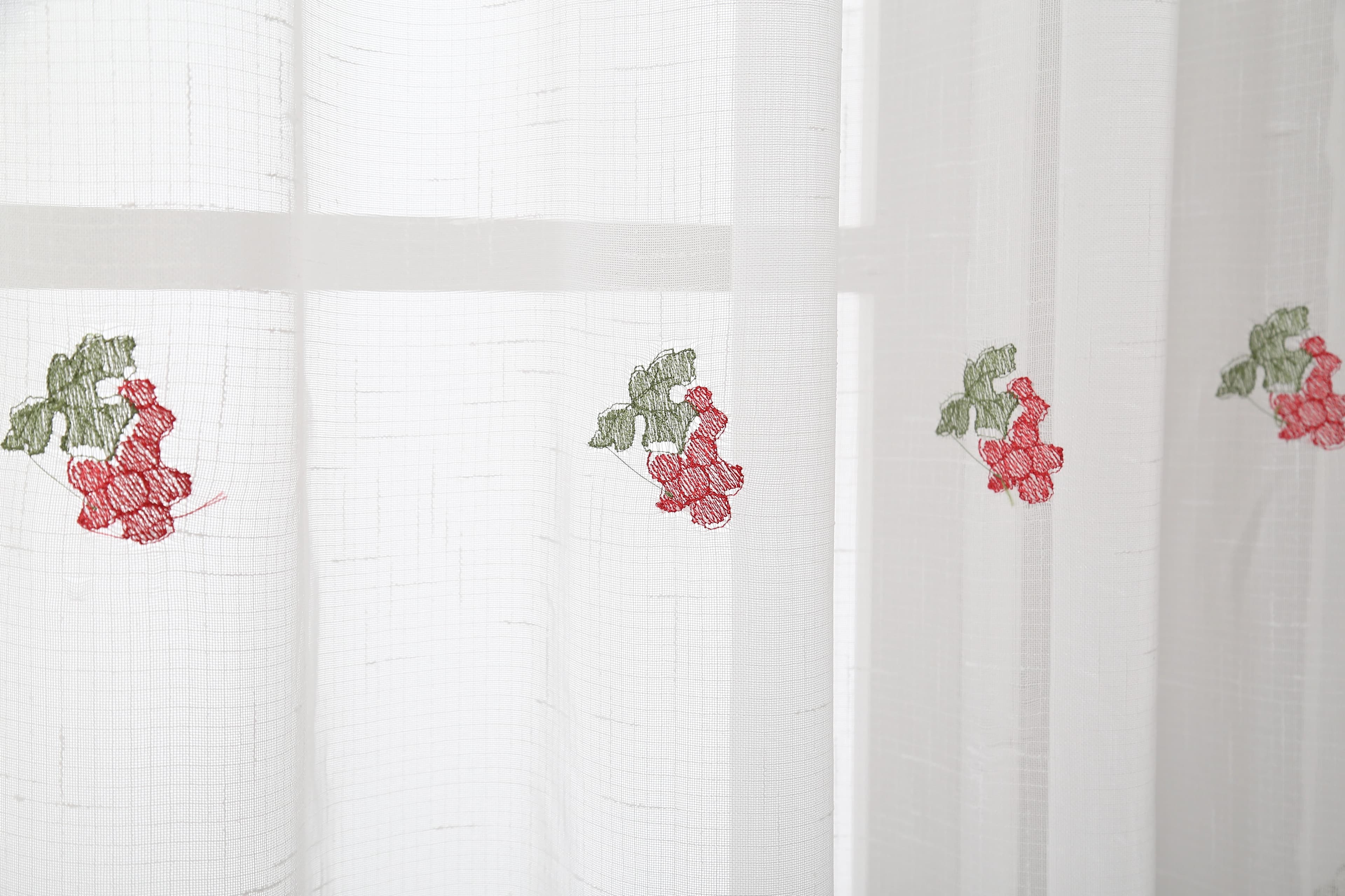Macrame Embroidery Faux Linen Kitchen Curtains 52x60 Grommet Grapes (1 pair)